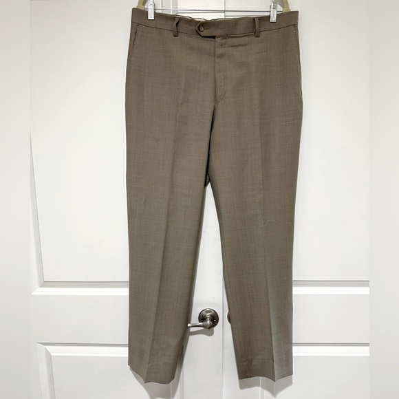 Jos A Bank Traveler Mens Sz 36R Tan Tailored fit 💯 Wool Suit pants lightweight - Picture 4 of 6